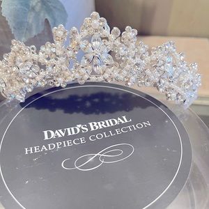 David’s Bridal pearl and crystal tiara headpiece wedding hair accessories